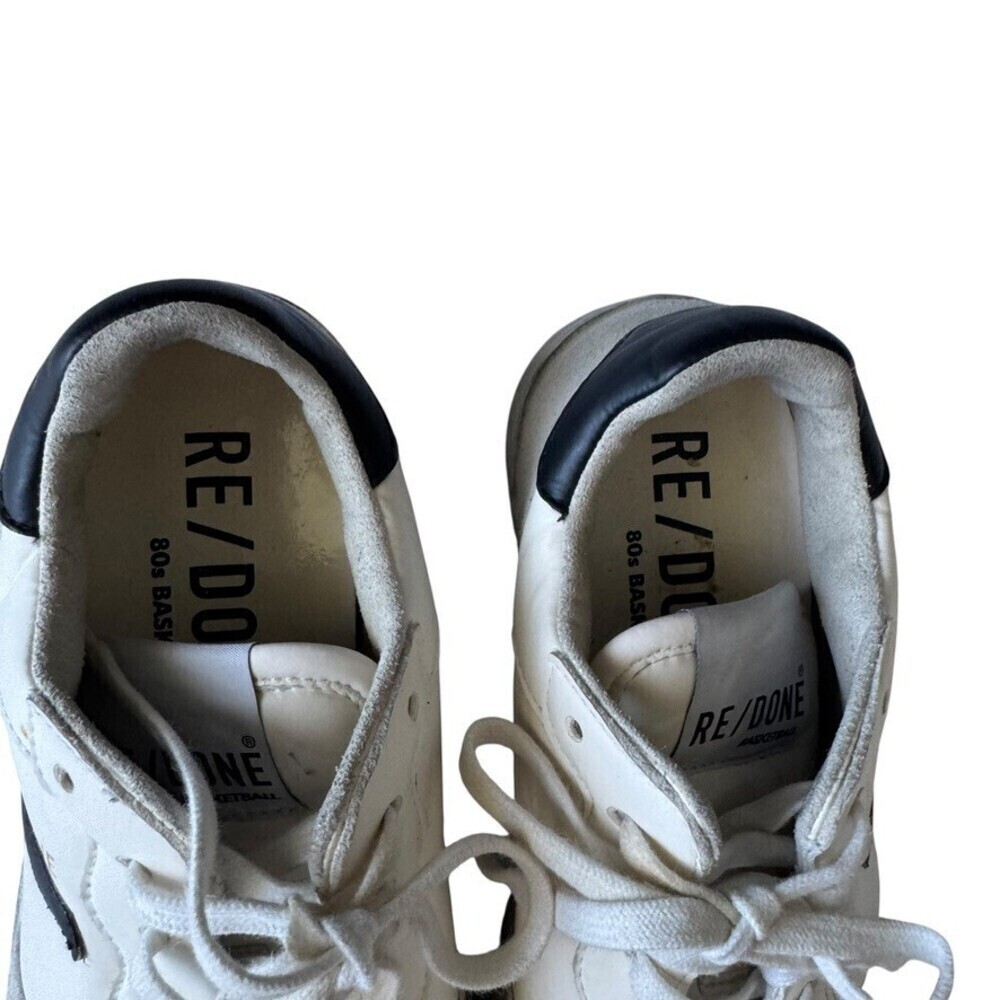 RE/DONE 80s Basketball Shoe White Leather Sneakers Women's Size 37 US 7 Italy - Picture 8 of 15